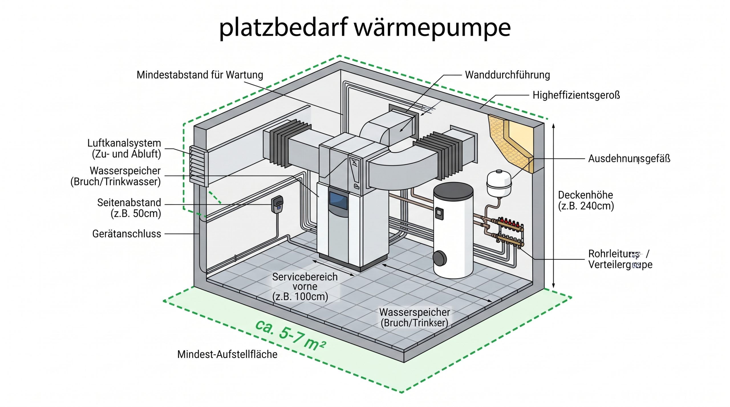 platzbedarf wärmepumpe